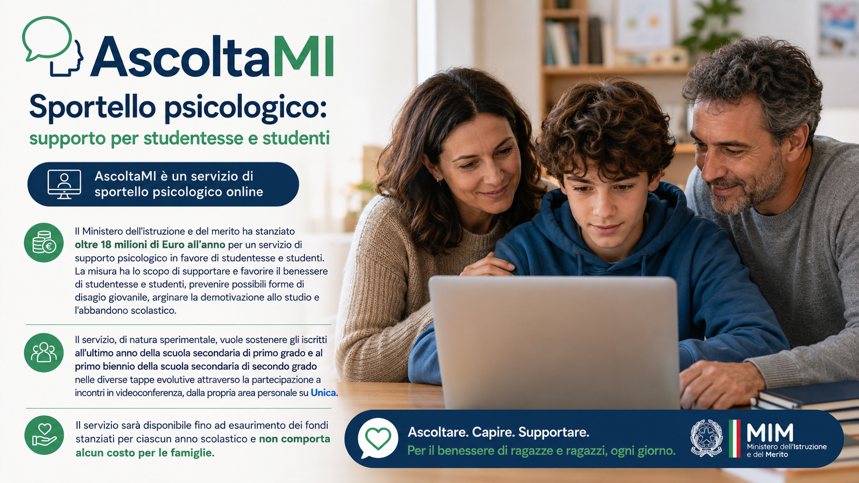 Al momento stai visualizzando ”AscoltaMI”, AL VIA IL NUOVO SERVIZIO NAZIONALE DI SUPPORTO PSICOLOGICO PER GLI STUDENTI
