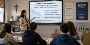 Scopri di più sull'articolo DOCENTI DI RELIGIONE CATTOLICA, AL VIA LE IMMISSIONI IN RUOLO IN PUGLIA PER L’ANNO SCOLASTICO 2026/2027: AUTORIZZATI 215 POSTI