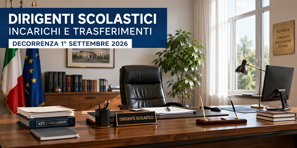 Al momento stai visualizzando DIRIGENTI SCOLASTICI – PUBBLICATI GLI INCARICHI E I TRASFERIMENTI CON DECORRENZA 1° SETTEMBRE 2026
