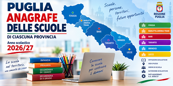 Al momento stai visualizzando ANAGRAFE SCUOLE REGIONE PUGLIA A.S. 2026/2027