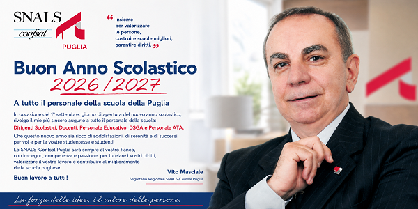 Al momento stai visualizzando MESSAGGIO DI AUGURI DEL SEGRETARIO REGIONALE IN OCCASIONE DELL’AVVIO DELL’ANNO SCOLASTICO 2026/2027